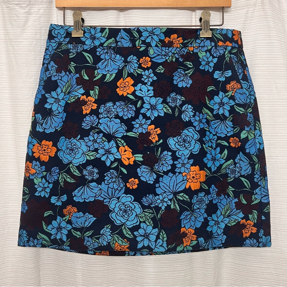 LOFT Floral Mini Skirt - Blue & Orange